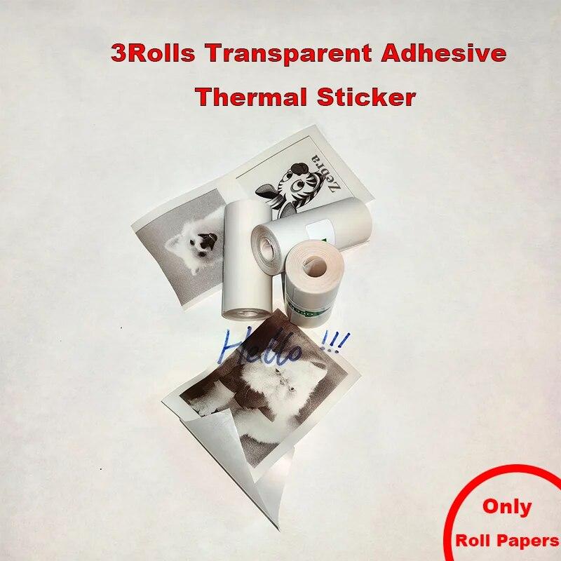 57mm Width Thermal Papers for HD Mini Printer White Adhesive Semi Transparent Blue Pink Orange Colors Roll Sticky Paper Supplies