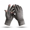 Thermo-Handschuhe aus Wildleder für Herren Winter Outdoor Radfahren Partnerhandschuhe mit Wildleder-Touchscreen Anti-Rutsch Klappfinger Freiliegende Finger Handschuhe