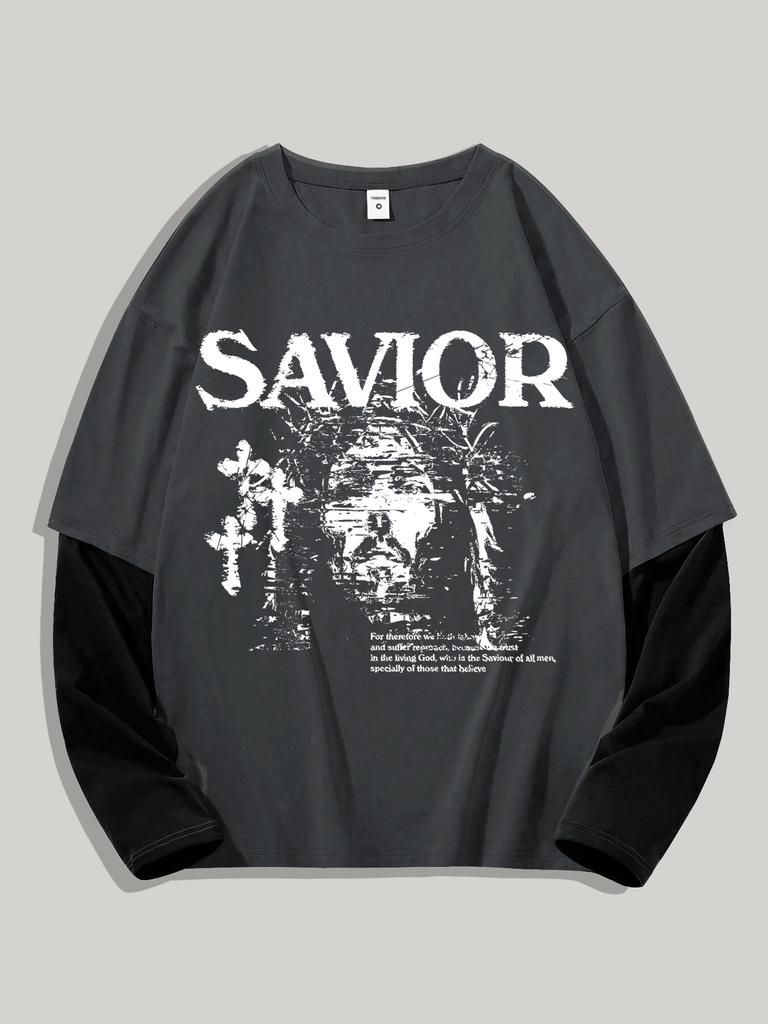 Men's Y2k Goth Shirt Graphic Oversized Long Sleeve Crewneck Tee Streetwear Tops Spring Fit