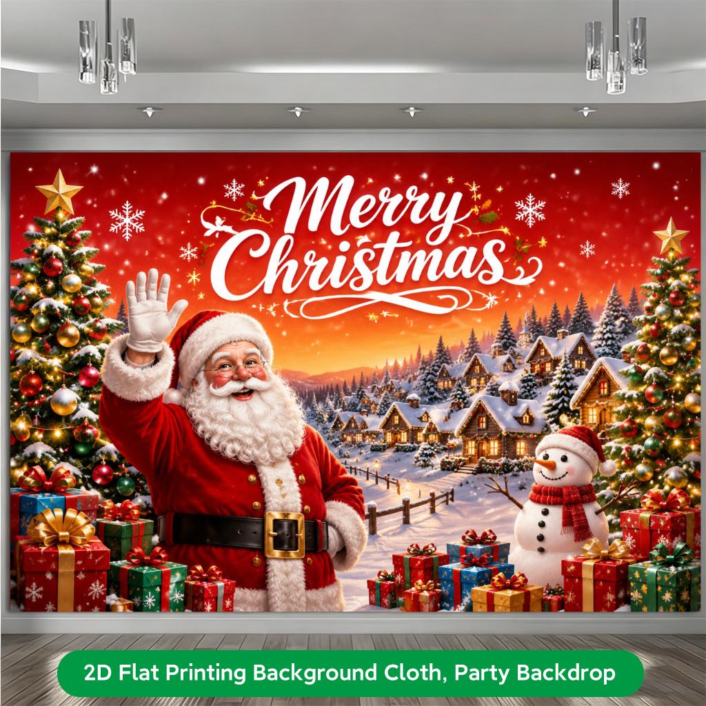 1Pcs Merry Christmas Santa Claus Gifts Decoration Background Winter Backdrop For Photo Studio Photo Booth Party