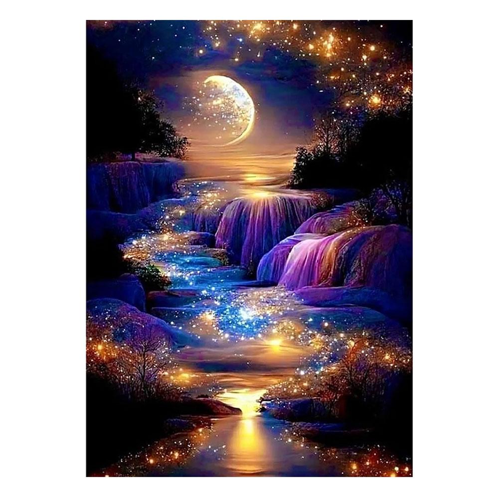 Diamond Art Canvas And Matching Diamond Art Stickers Diy Diamond Art Painting Mosaic Moon Home Decor Wall Art Square Round Drill