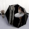 1 PC Automatic Folding Umbrella - Swan Dance Pattern, Portable & Foldable Design with 8 Ribs, Christmas Birthday Gifts