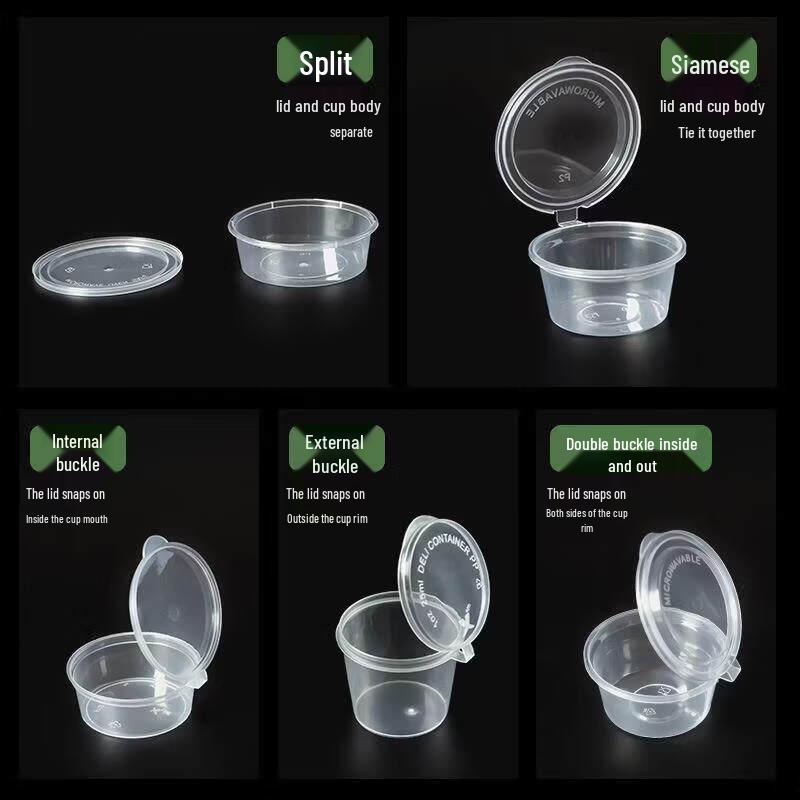 Disposable Plastic Sauce Cups with Hinged Lids