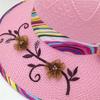 Ribbon Bowknot Decor Flower Stitching Sun Hat Foldable Wide Brim Floppy Straw Hat Costume Accessories