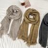Autumn and Winter Scarf Women's Yarn Scarf New Casual Versatile Solid Color Breathable Rough Edge Warm Scarf Shawl Silk Scarf