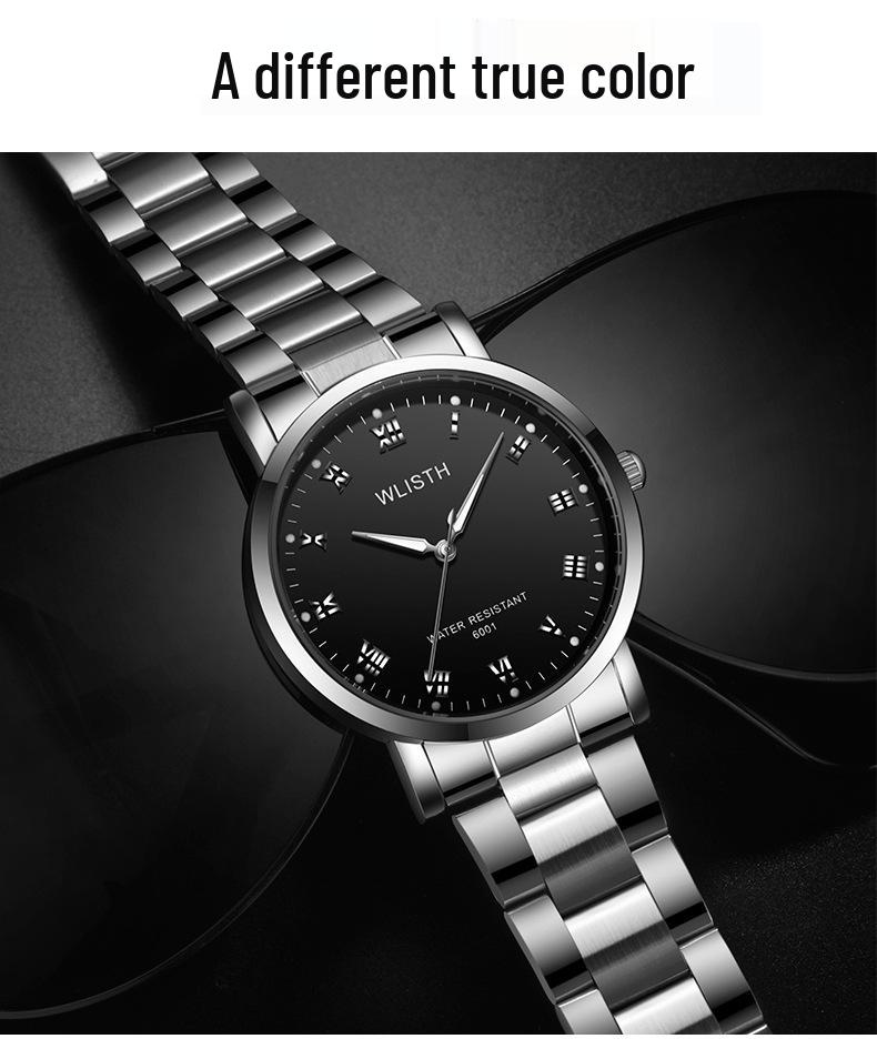 WLISTH Unisex Minimalist Luminous Watch with Steel & Leather Bands