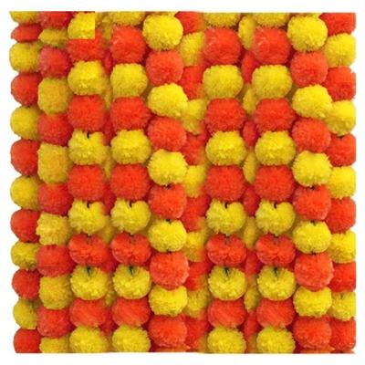 Artificial Marigold Garland Toran for Long Garlands Toran Indian Genda Phool for Wedding & Festival Diwali/4.5-4.9 FT /10 Strings/Yellow+Orange Mix