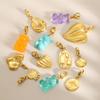 CARLIDANA Mode Edelstahl DIY Anhänger Charms Teddybär Bunte Harz Herzanhänger für Halskette Vergoldeter Schmuck
