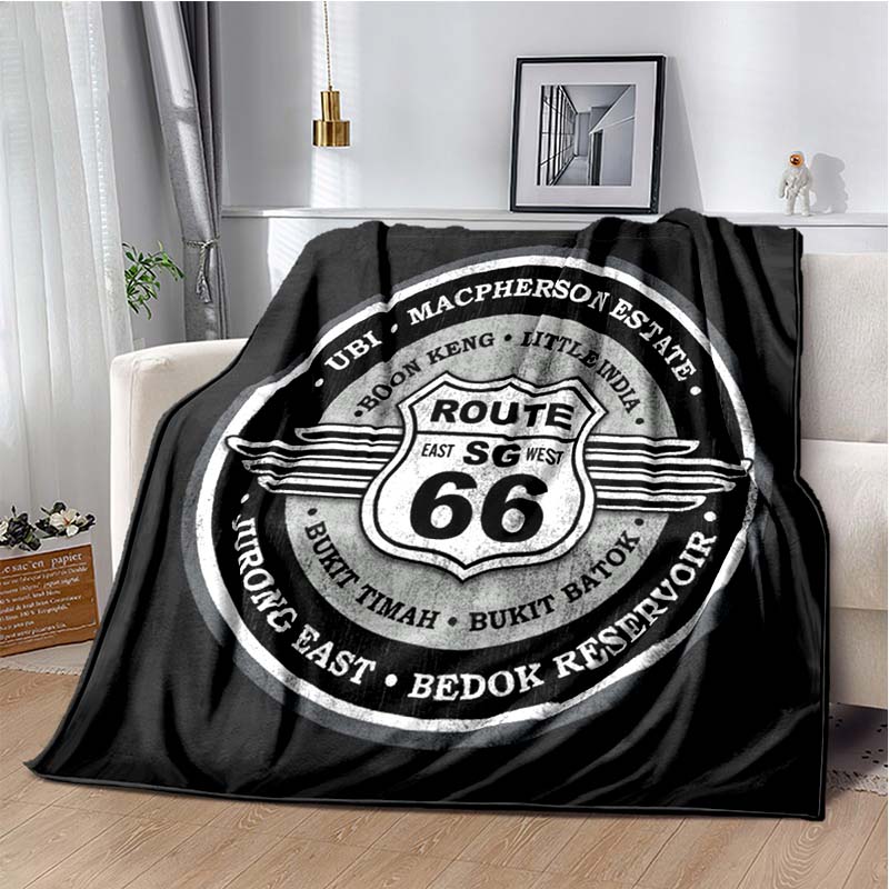 HD Vintage Route 66 Americká Historická Mateřská Silnice Tištěnádeka Domácí Extra Velká Měkká Potah na Rozkládací Pohovku Cestovnídeka Dárek