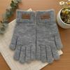 Customized Female Velvet Thickened Five-finger Student Cute Knitted Cold-proof Cycling Warm Cycling Gloves