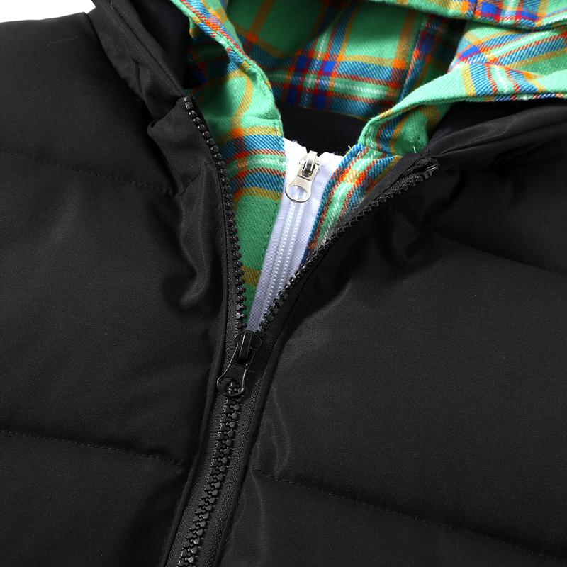 Fashion Fake Two Pieces Warm Vest for Man Winter Sleeveless Jackets Hooded Plus Size Thick Man Coat