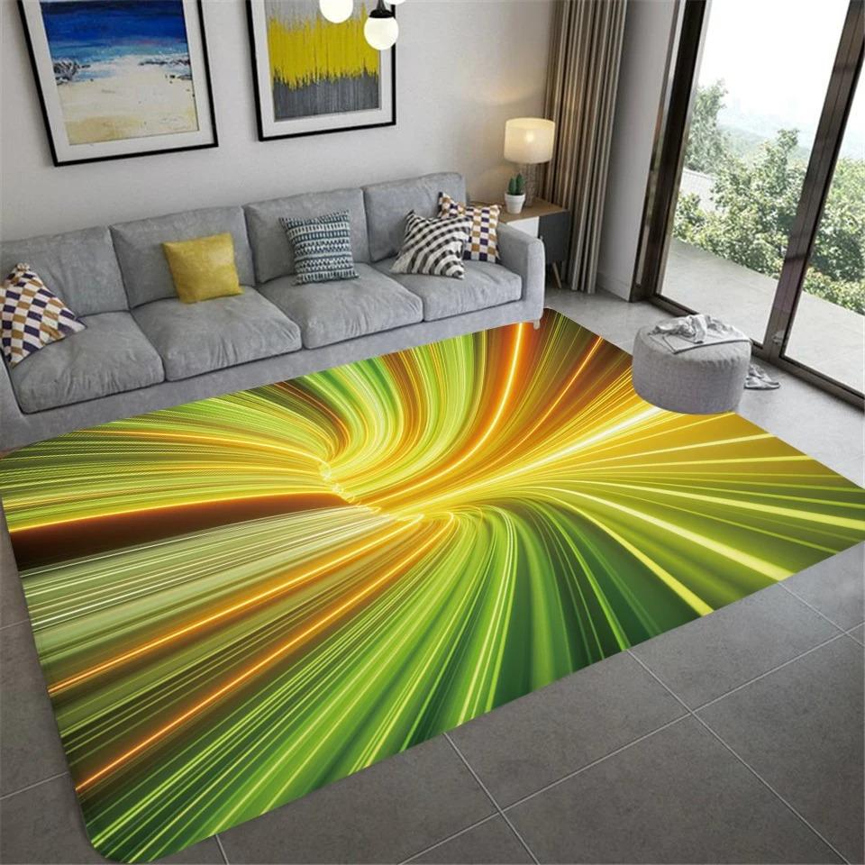 3D Vortex Illusion Carpet Entrance Door Floor Mat Abstract Geometric Optical Doormat Non-slip Floor Mat Living Room Decor Rug