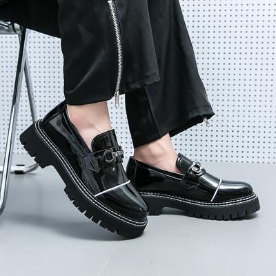 Mode Lackleder Herrenschuhe mit dicker Sohle Modischer minimalistischer Designerstil Outdoor-Freizeitparty Tägliche Büro-Jugendschuhe