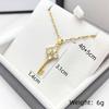 1 Pc Key Copper Pendant with Rhinestone Necklace Steel Clavicle Chain Women's Girls' Elegant Gift Accessories