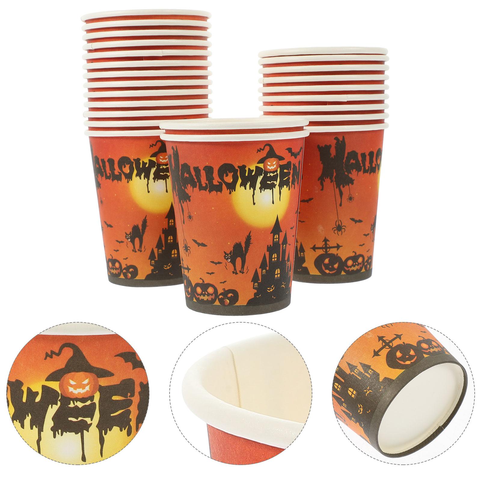 

24 шт. бумажных стаканчиков для вечеринки на Хэллоуин (24 Чашки) Столовые приборы Набор столовых приборов Костюм Столовая посуда Тематические принадлежности