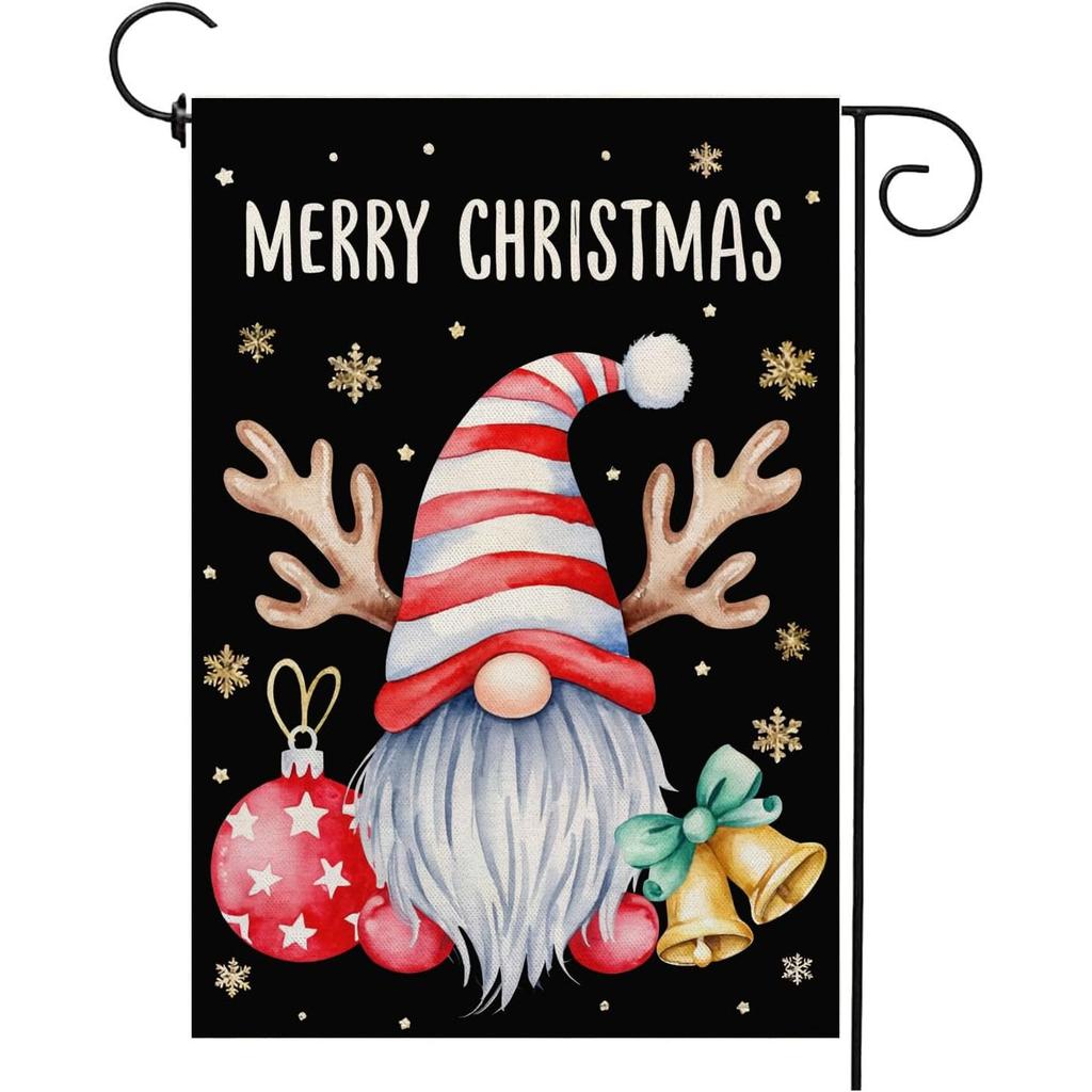 Merry Christmas Garden Flag Gnome Garden Double Sided Outside Xmas Winter Small Seasonal Holiday Party Yard Outdoor Decor