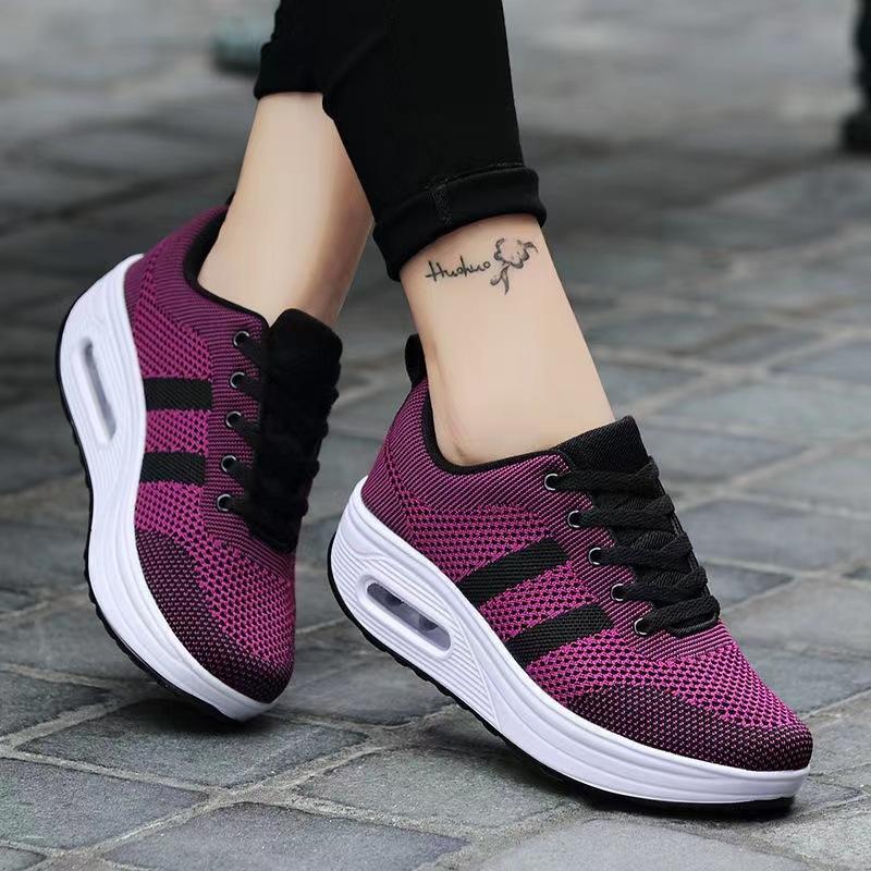 Summer casual women's shoes versatile soft sole breathable knitting heightening