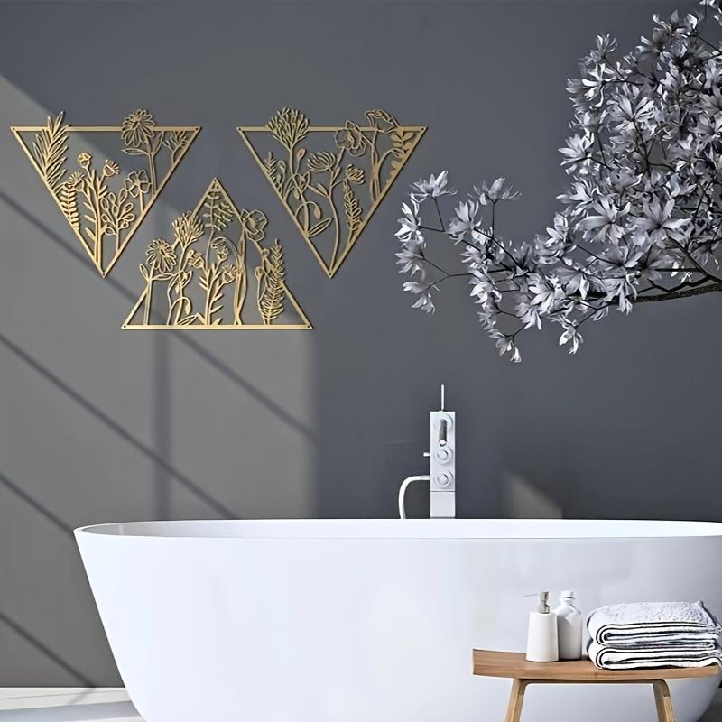 1pc Golden Triangle Flowers Wall Art Bedroom Living Room Home Decor Halloween Christmas New Year Gift