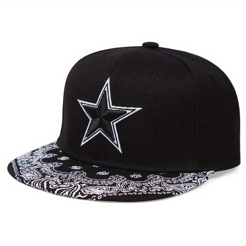 

Men s Stylish Star-Patterned Baseball Cap - Adjustable Hip Hop Dad Hat for Outdoor Sports, Black with White Star Design, Perfect for Casual Wear