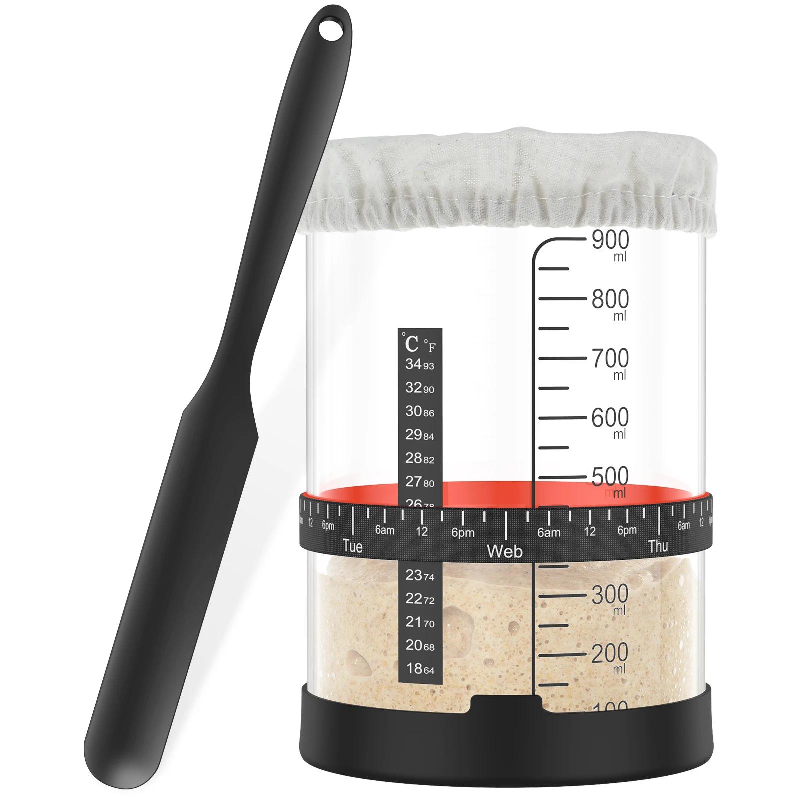 

Набор из 5 банок для закваски 1000 мл большой вместимости, контейнер для закваски с силиконовой крышкой, лопатка, кормительная лента, многоразовый