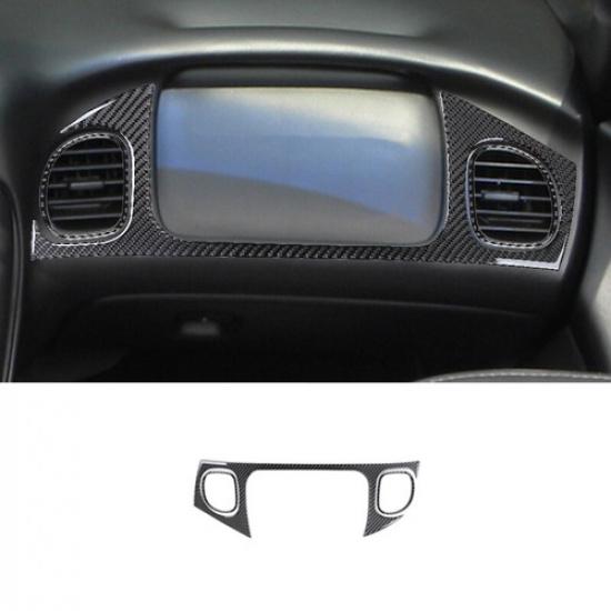 3pcs Bright Carbon Fiber Car Front Copilot AC Frame Cover For Corvette C5 99 00
