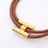 Used HERMES Tourni Tresse Bracelet Leather Gold Plated Brown Gold Gold Used Women