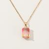 Hollow Square Zirconia Pendant Necklace, Golden Tone Elegant Jewelry for Women