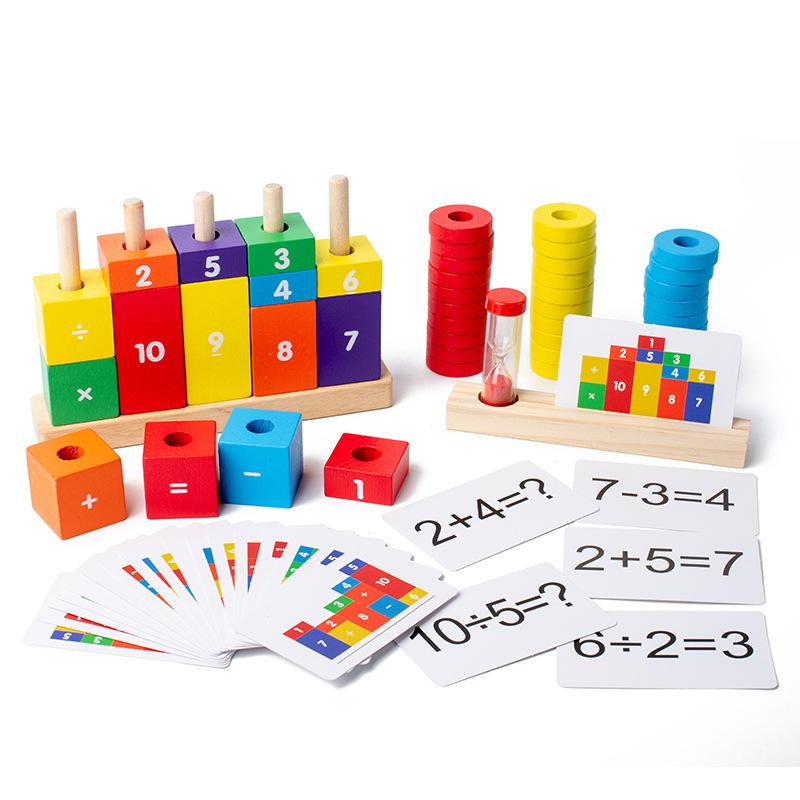 

Children spell words 26 English letters toy math addition and subtraction operation set column building block matching teaching aids