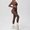 Solid Color Double-sided Nylon Brushed Nude Tight Fitting Sports Yoga Suit Set, Running And Fitness Two-piece Set