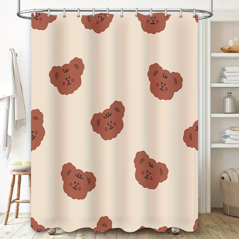 Creative Cartoon Animal Shower Curtain Home Decor Waterproof Fabric Bathroom Decoration For Kids Bathrooms Brown Bears Printed (