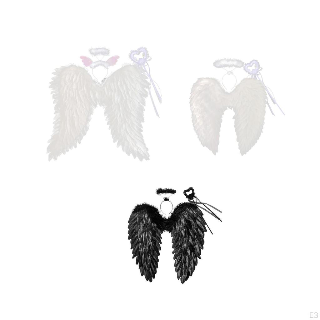 Angel Costume Wings with Halo and Elastic Shoulder Straps