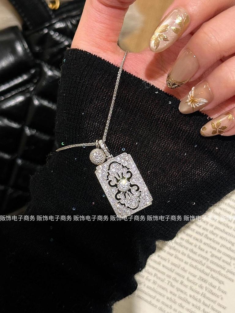 Dámský vysoce kvalitní stříbrný diamantový přívěsek na náhrdelníku - Nádherný lehký luxusní choker
