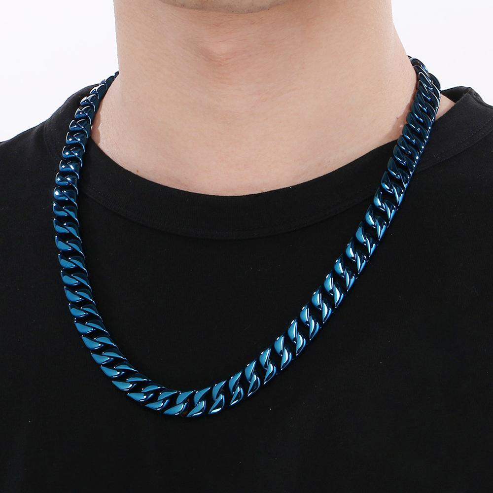 50/60CM Long 12MM Wide Cuban Link Chain Necklaces for Men Solid Stainless Steel On Neck Chains Party Male Jewelry Gifts 5 Color