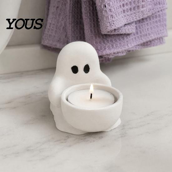 Stable Tealight Display Stand Halloween Ghost Candle Holder, Cute 3D Printed Tea Light Holder for Minimalist Decor Scented Candles, Small Tabletop