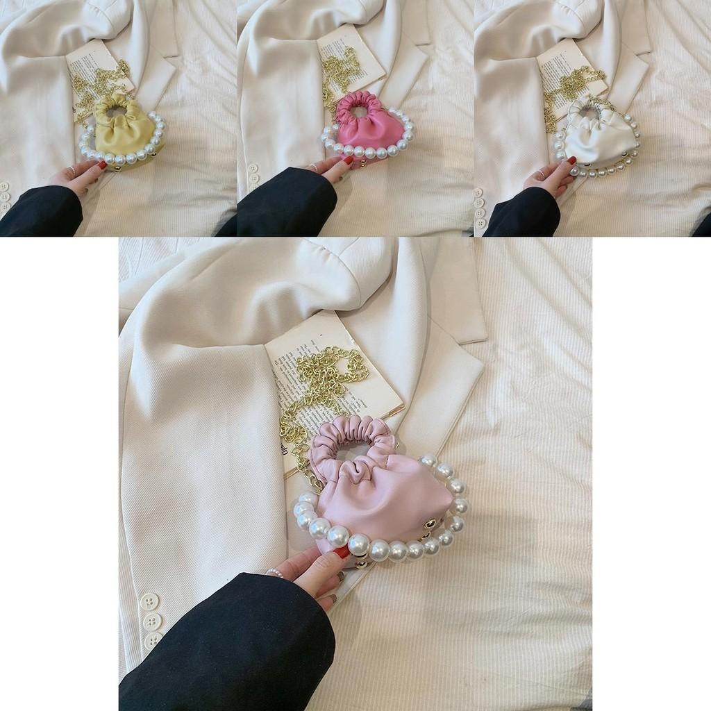 Adorable Korean Style Princess Pearl Handbag For Girls With Charming Chain Strap
