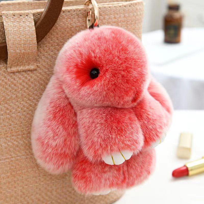 Rex Rabbit Fur Plush Keychain: Cute Rabbit Pendant Toy for Bag or Car