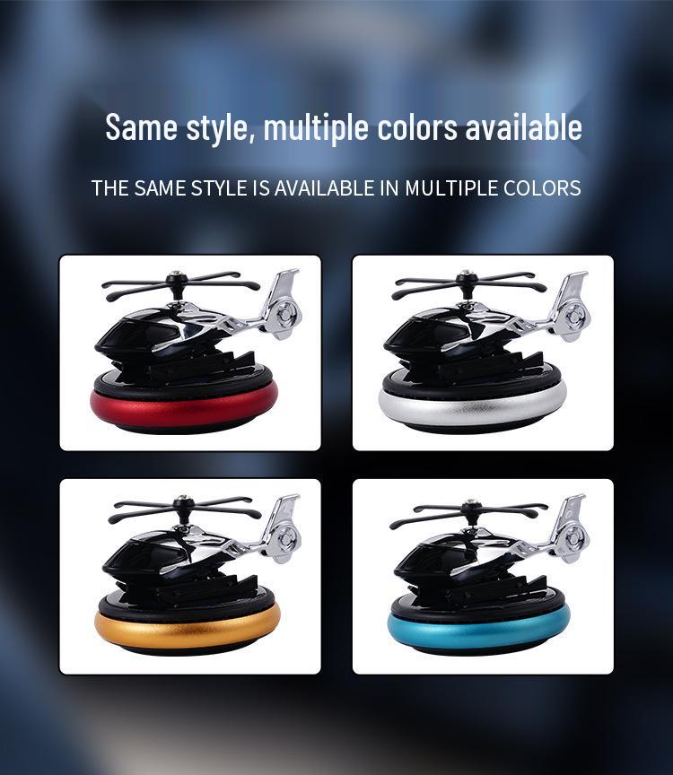 Solar-Powered Rotating Helicopter Car Air Freshener - Perfume Holder for Center Console