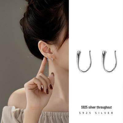 Banyan Tree S925 Silver Water Drop Earrings – Cold Style Niche Design for Spring & Summer