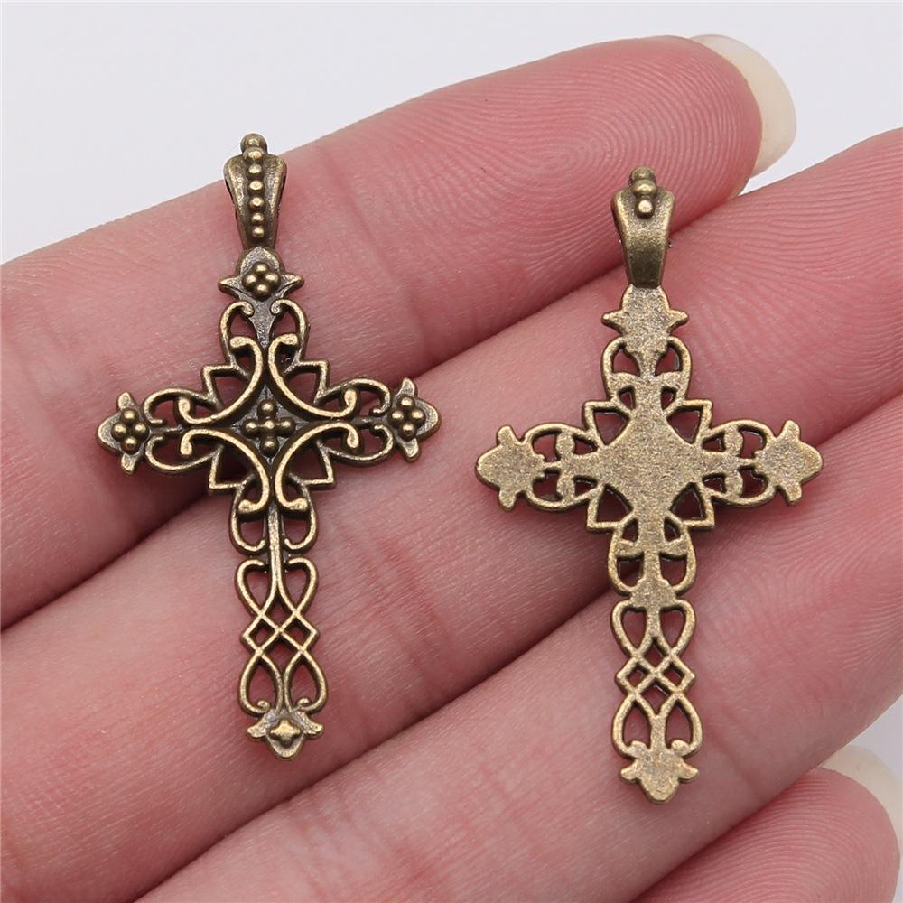 10pcs Charms Cross Antique Bronze Silver Color Pendants DIY Crafts Making Findings