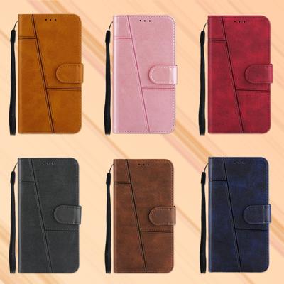 Luxury Hand Strap Cow Leather Phone Wallet Case Stand For iPhone 13 Samsung A73 Xiaomi Redmi Note 9 Huawei Moto Business Magnetic Card Flip Book Cover