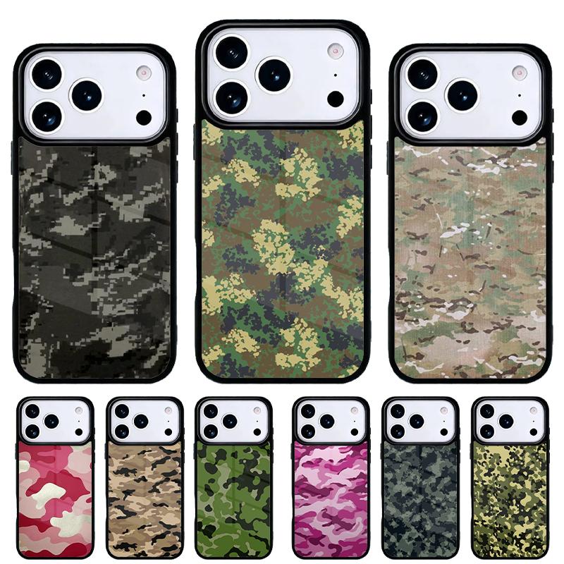 Camouflage Camo soft Phone Case for iPhone 17 16 15 14 13 Pro Max Back Cover for 12 11 Pro Coque