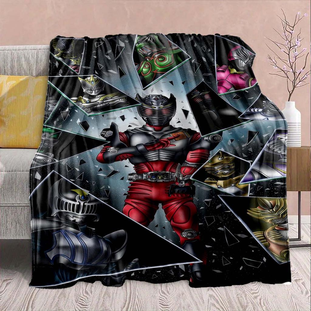 Kamen Rider Anime Flannel Blanket – Soft, Warm, Perfect for Sofas, Bedding, Camping, Travel, Office, and Home Decor – QJY
