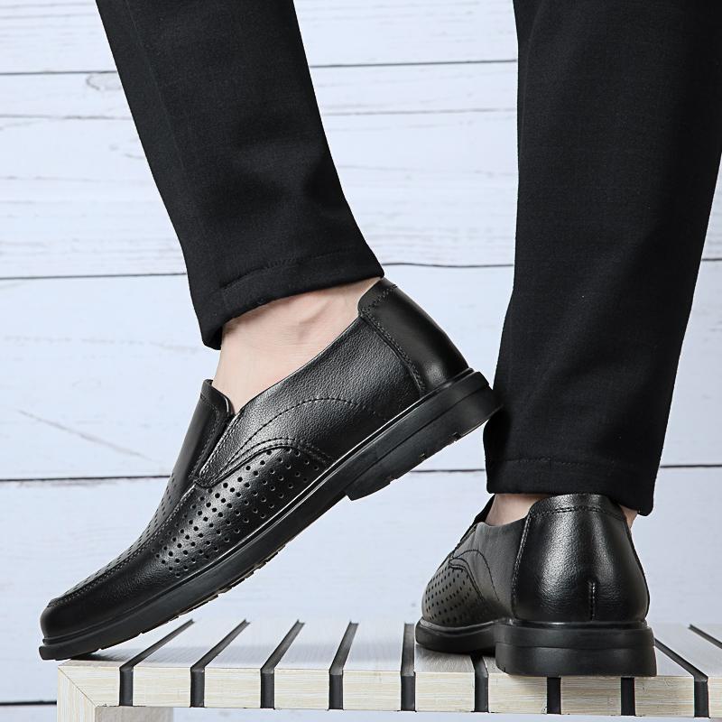 High Quality Men'S Shoes Breathable Loafers Men Genuine Leather Business Dress Casual Retro Slip On Luxury Wedding Dress Shoes