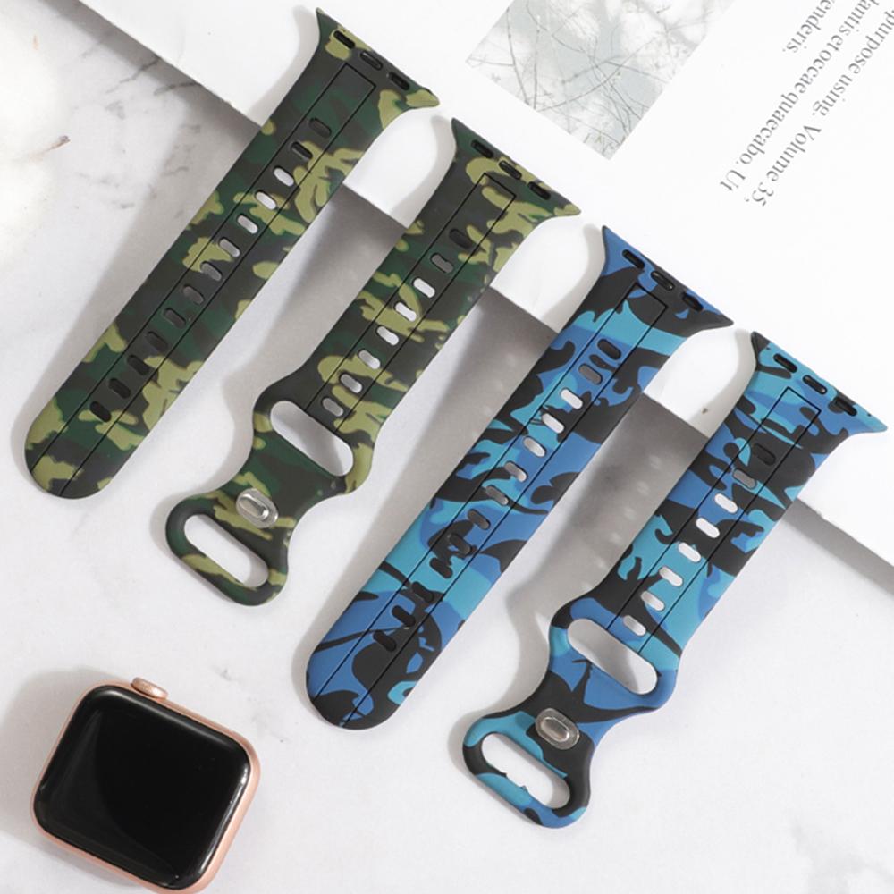 For Apple Watch Band Ultra 8 SE 7 6 5 Silicone Strap iWatch 49mm 40mm 45mm 41mm 42mm Camouflage pattern Wristband belt Bracelet