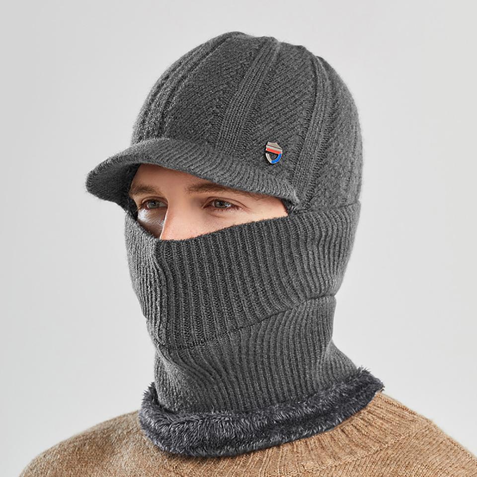 

Durable And Safe Loogdeel Windproof Muffler Knitted Hat Thickened Ear Protection Outdoor Sports Cycling Skiing Winter Warmth Cozy Woolen Hat Pad