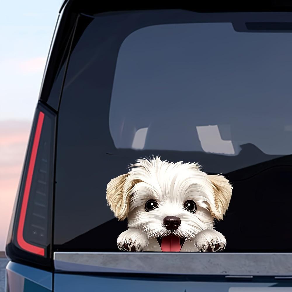 1PC Cartoon Dog Stickers, Double Sided Waterproof Matte Vinyl Animal Decals for Car Window Interior & Exterior Auto Decor