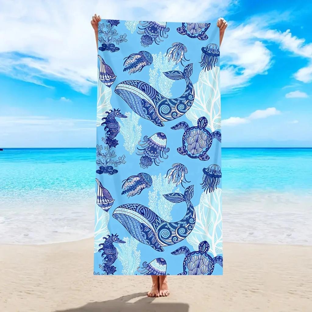 Mandala Sea Turtle Beach Towel Large Ocean Wave Bath Towel Quick Dry Sand Free Swimming Pool Travel Blanket Summer Vacation Gift