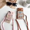 Applicable To Iphone16Promax Mobile Phone Case Apple 17 Butterfly Flower Plaid Change Bag Card Bag Messenger Rope 14
