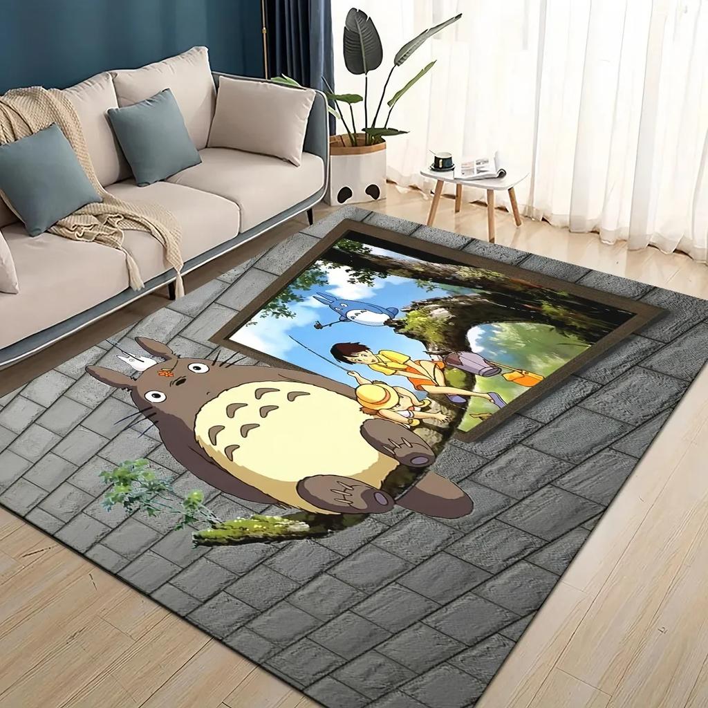 3D T-Totoros Cartoon Area Rug Large,Carpet Rug for Living Room Bedroom Sofa Doormat Decoration,kid Play Non-slip Floor Mat