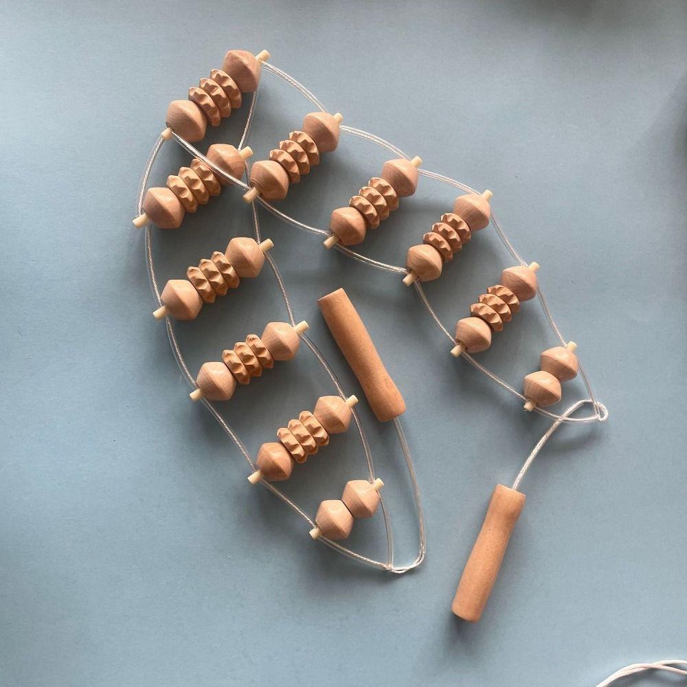 Wooden Massage Roller Rope Eliminate Local Fat Lymphatic Drainage Massager  Neck